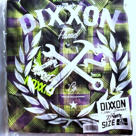 DIXXON Flannel x ROB ZOMBIE Collab Flannel Shirt- Men's XL Tall - Picture 12 of 14